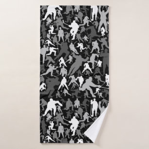 Hockey Player Pattern Bath Towel