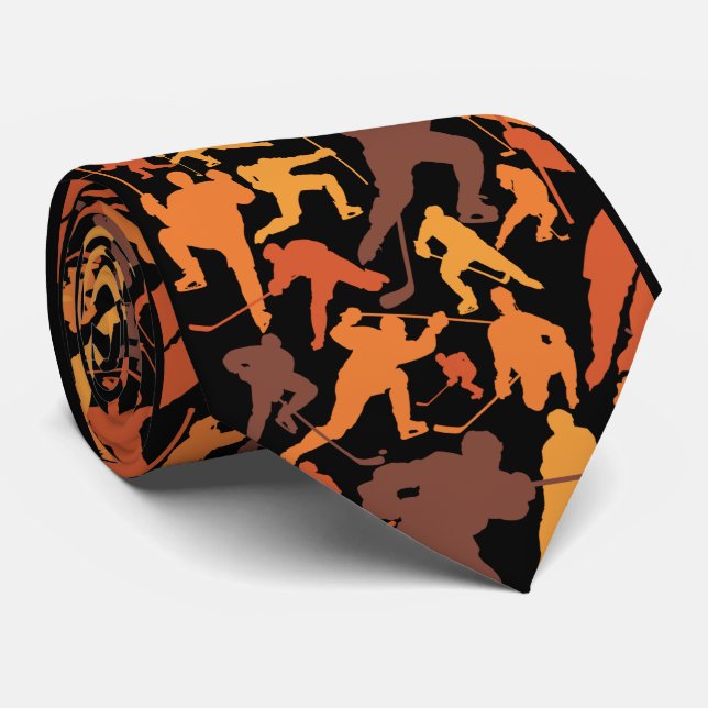 Hockey Player Pattern Neck Tie (Rolled)