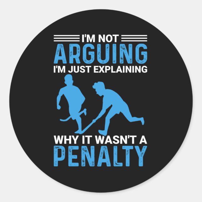 Hockey Player Penalty Classic Round Sticker (Front)
