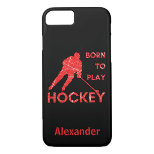 Hockey player phone case red ice born to play