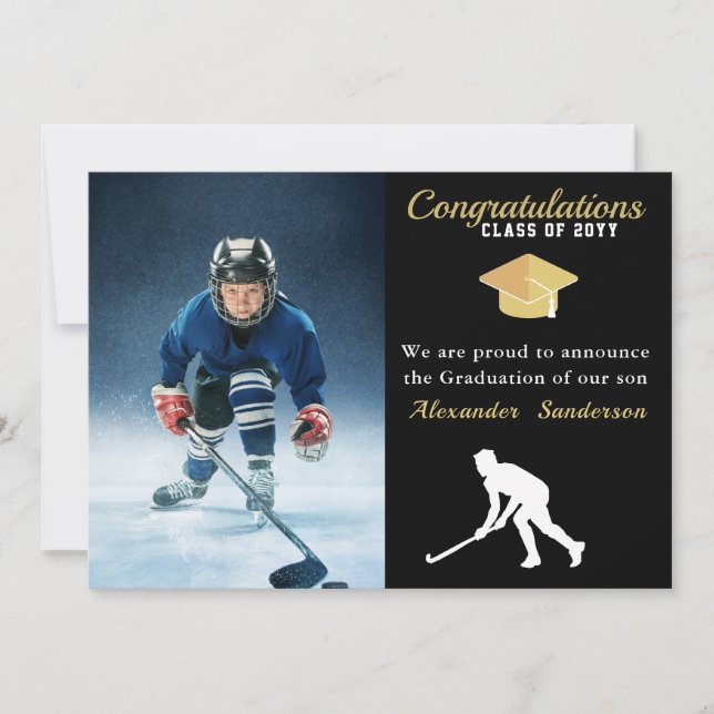 Hockey player Photo graduation class of 2022  Announcement (Front)