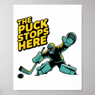 Hockey Player Puck Penalty Box Hockey Goalkeeper  Poster