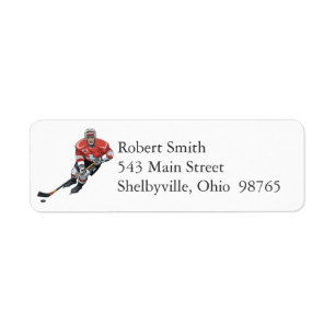 Hockey Player Return Address Labels