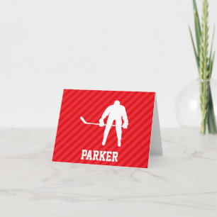 Hockey Player; Scarlet Red Stripes Card