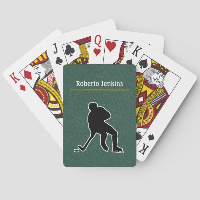 Hockey - Player Silhouette colorful Personalize Playing Cards (Back)