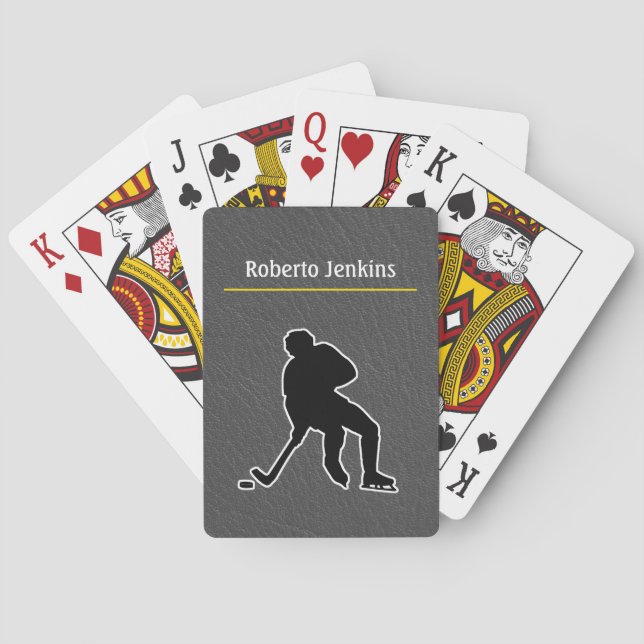 Hockey - Player Silhouette colorful Personalize Playing Cards (Back)