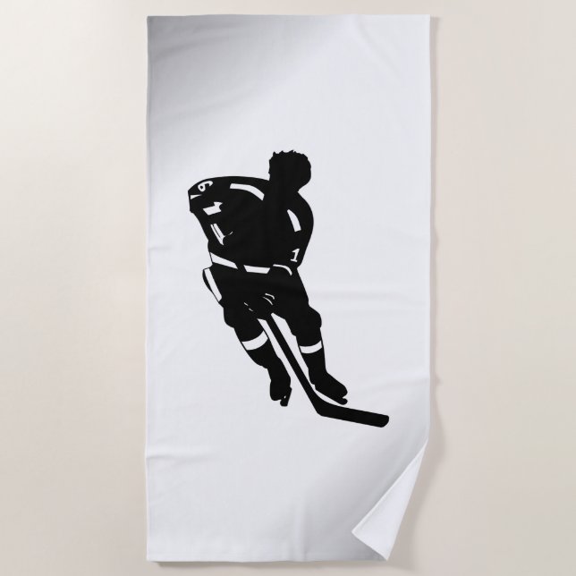 Hockey Player Sport Design Beach Towel (Front)