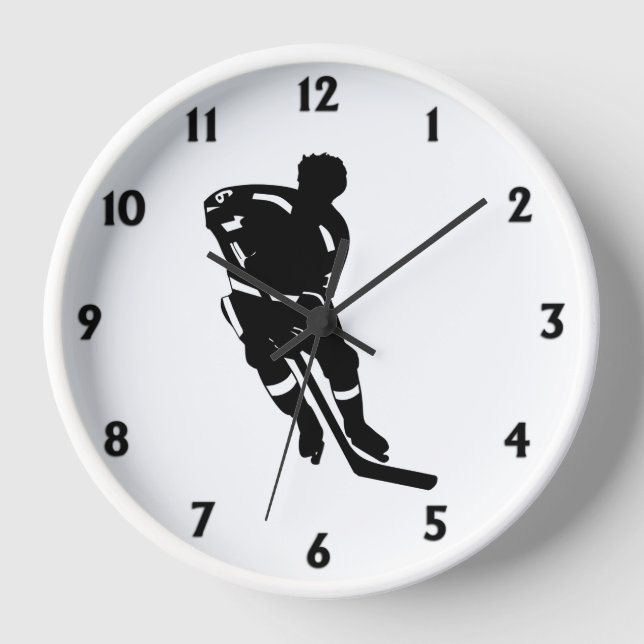 Hockey Player Sport Design Clock (Front)