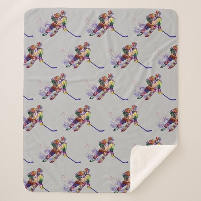 Hockey Player Sports Game Sherpa Blanket (Front)