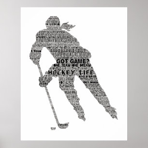 Hockey Player team coach Motivational Word Art Pos Poster