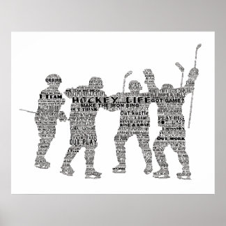 Hockey Player team coach Motivational Word Art Poster