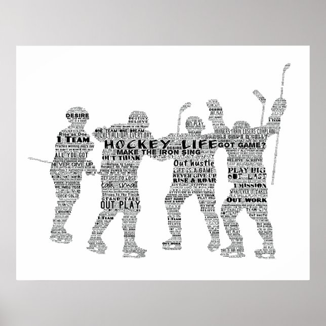 Hockey Player team coach Motivational Word Art Poster (Front)