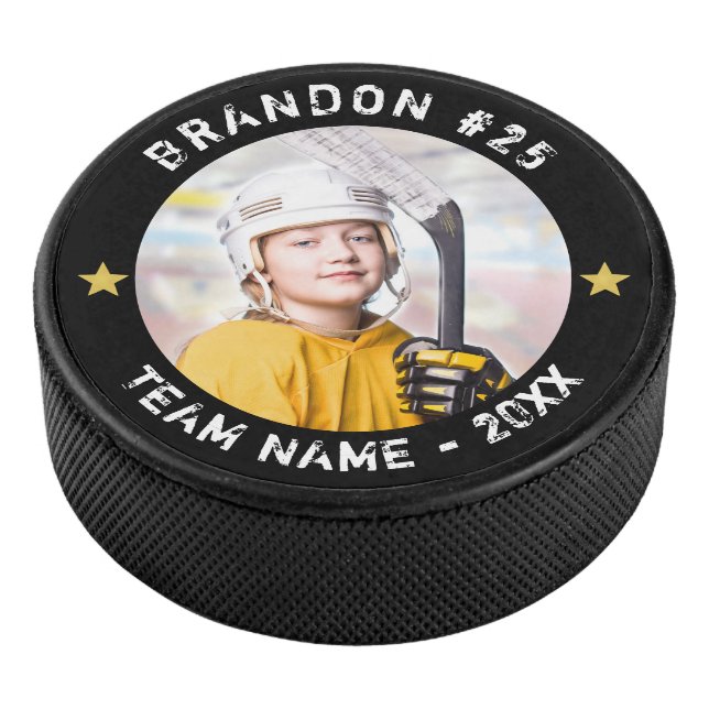 Hockey Player Team Photo Your Colour Hockey Puck (3/4)