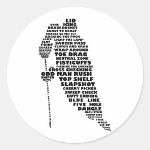 Hockey Player Text Art Classic Round Sticker