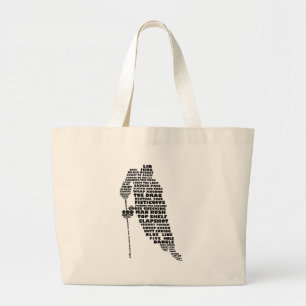 Hockey Player Text Art Large Tote Bag