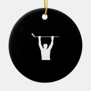 Hockey Player the puck stops here Ceramic Tree Decoration