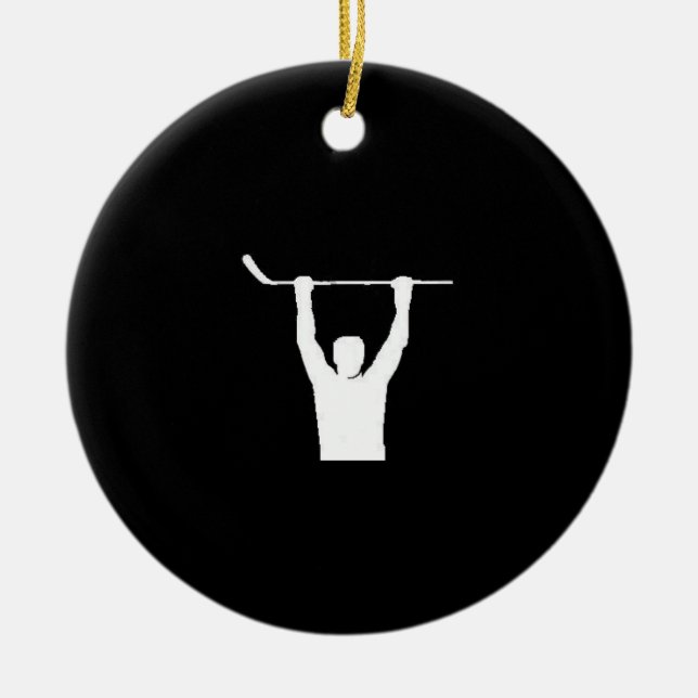 Hockey Player the puck stops here Ceramic Tree Decoration (Front)