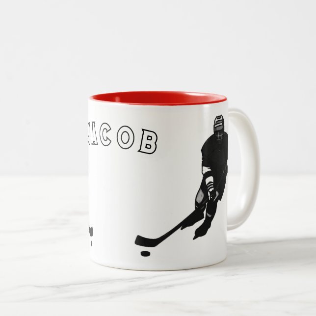 Hockey Player Two-Tone Coffee Mug (Front Right)