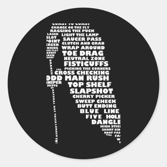 Hockey Player Tygraphy Childrens T Shirt  Classic Round Sticker (Front)