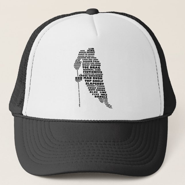 Hockey Player Typography Art Trucker Hat (Front)