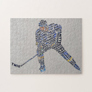 Hockey Player Typography Jigsaw Puzzle