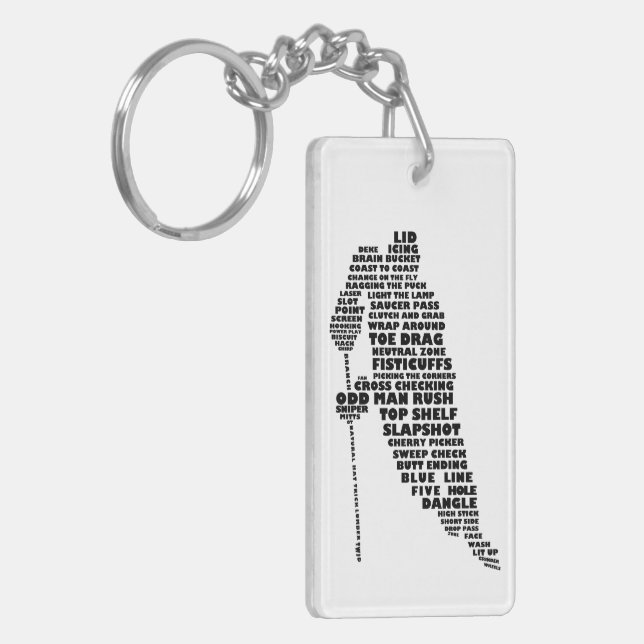 Hockey Player Typography Keychain (Front Left)