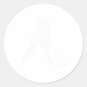 Hockey Player Typography Kids Women Girls Ice Hock Classic Round Sticker