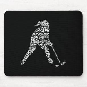Hockey Player Typography Kids Women Girls Ice Hock Mouse Mat