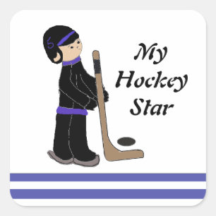 Hockey Player with Stick and Puck Square Sticker