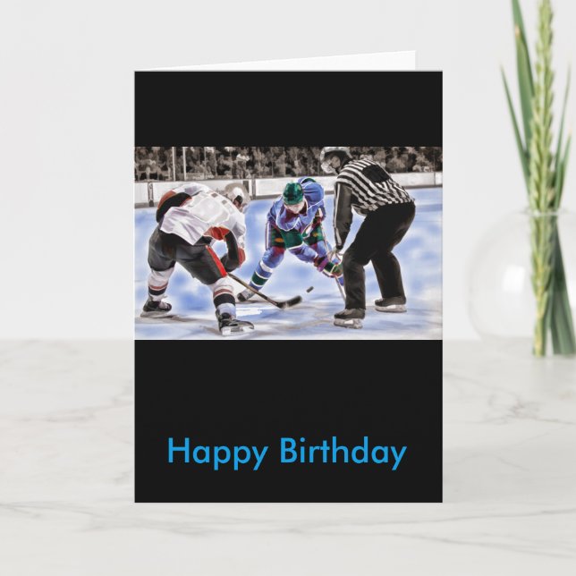 Hockey Players and Referee Face Off Card (Front)
