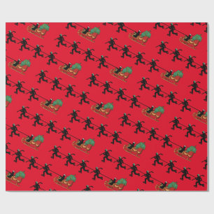Hockey Players and Santa's Sleigh Wrapping Paper
