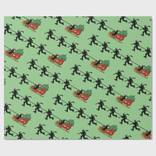 Hockey Players and Santa's Sleigh Wrapping Paper