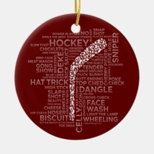 Hockey Players and Slang Ceramic Tree Decoration