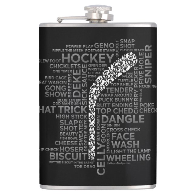 Hockey Players and Slang Hip Flask (Front)