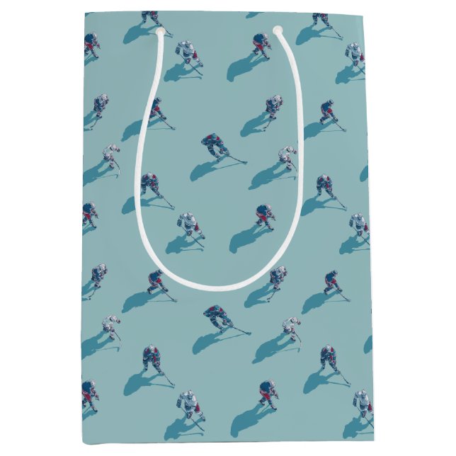 Hockey players on ice medium gift bag (Front)