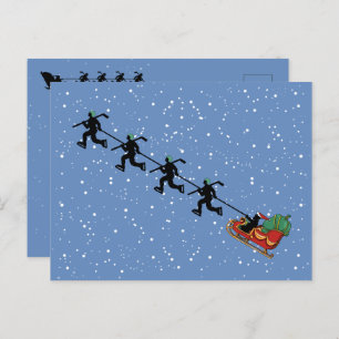 Hockey Players Pulling Sleigh Folded Greeting Card