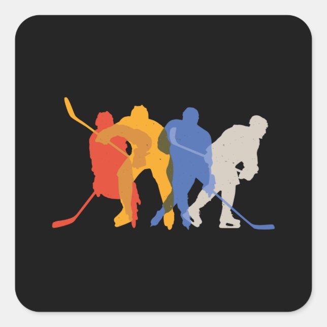 Hockey Players Square Sticker (Front)