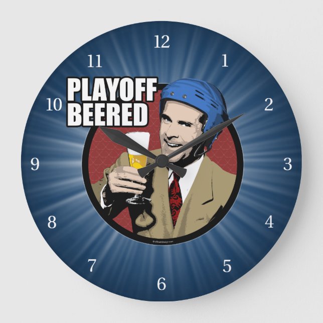Hockey Playoff Beered Large Clock (Front)