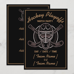 Hockey Playoffs Black And Gold Invitation