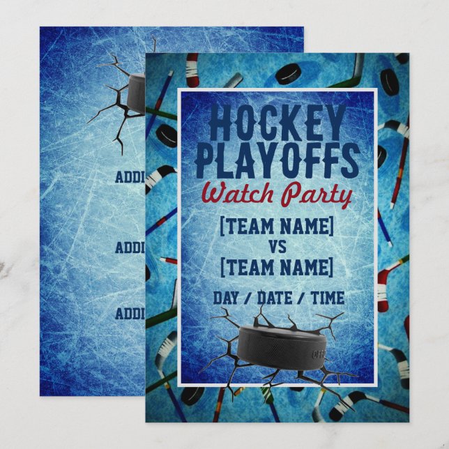 Hockey Playoffs Watch Party Invitation (Front/Back)