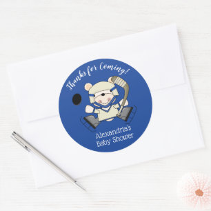 Hockey Polar Bear Baby Shower Favour Stickers