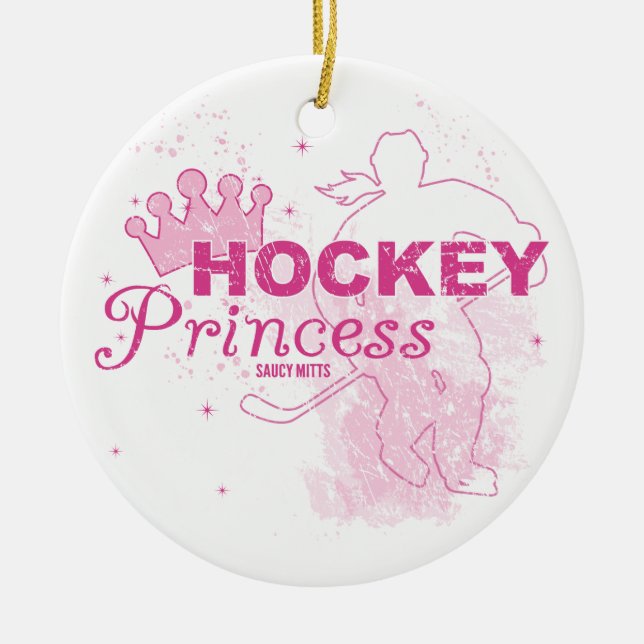 Hockey Princess Ceramic Tree Decoration (Front)