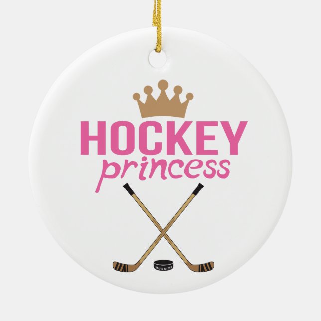 Hockey Princess Pink Ceramic Tree Decoration (Back)