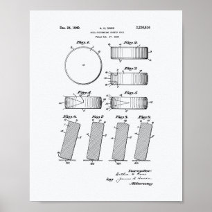 Hockey Puck 1940 Patent Art - White Paper Poster