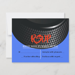 HOCKEY PUCK Bar Bar Mitzvah Reply Card