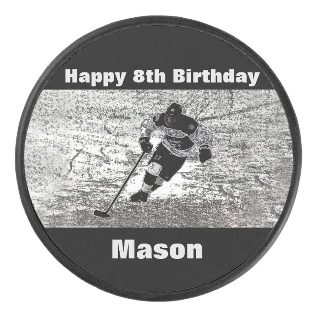 Hockey Puck Birthday Personalised (Front)