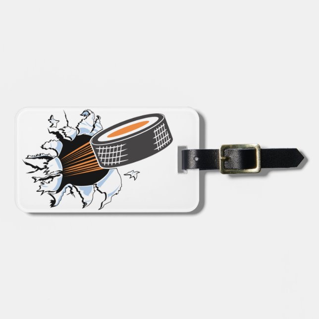 Hockey Puck Breakout Luggage Tag (Front Horizontal)