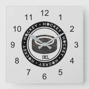 Hockey Puck Monogram Wall Clock