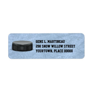 Hockey Puck on the Rink Return Address Labels