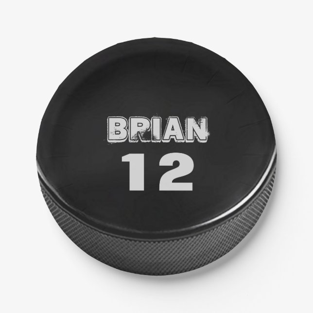 Hockey Puck Paper Plate Birthday Party (Front)